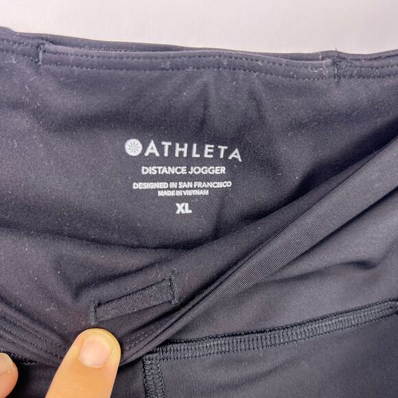 Athleta Distance Jogger Black Nylon Spandex Lightweight Zip Pocket Pants XL - Picture 6 of 15